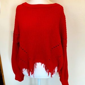 Plus Size Beautiful No Boundaries Red Distressed Sweater- NWOT